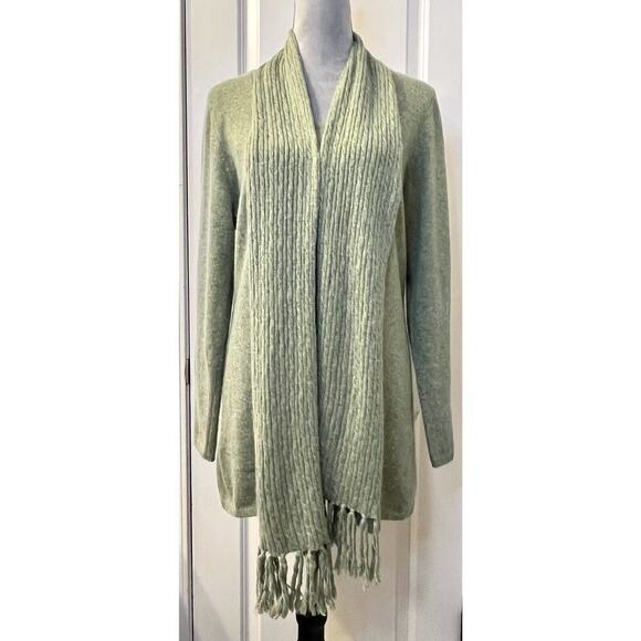 Lucy and Laurel XL Angora Wool Blend Sweater & Scarf Green Tunic Cozy Warm - Picture 1 of 8